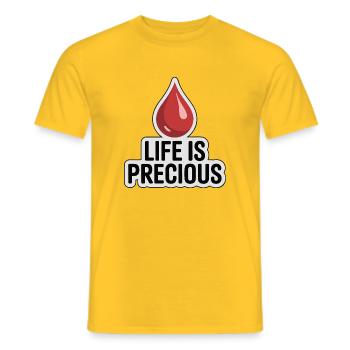 Life is Precious Blood Drop Design - Men's T-Shirt - yellow - Front - AI Model Male 178 dark (178cm)