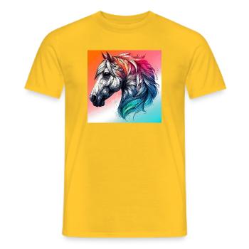 horse - Men's T-Shirt - yellow - Front - AI Model Male 178 dark (178cm)