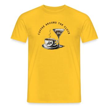 Kaffeepause, Coffee around the clock - Männer T-Shirt - Gelb - Vorne - AI Model Male 178 dark (178cm)