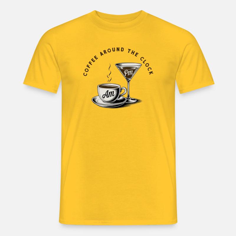 Kaffeepause, Coffee around the clock - Männer T-Shirt - Gelb