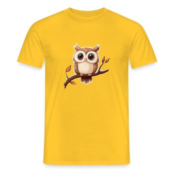 Owl - Men's T-Shirt - yellow - Front - AI Model Male 178 dark (178cm)