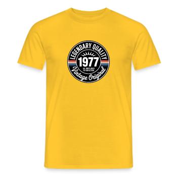 Vintage 1977 Quality Logo - Men's T-Shirt - yellow - Front - AI Model Male 178 dark (178cm)