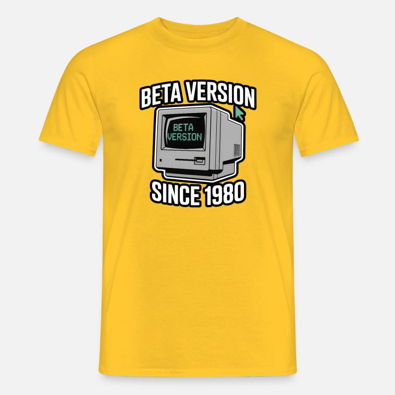 Conception de la version bêta de l’ordinateur rétro - T-shirt homme - jaune