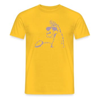 Cool Llama Alpaga Lunettes de Soleil Silhouette - T-shirt homme - jaune - Devant - AI Model Male 178 dark (178cm)