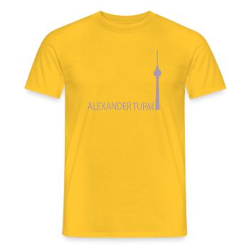 Witziger Berliner Fernsehturm Silhouette Parodie - Männer T-Shirt - Gelb - Vorne - AI Model Male 178 dark (178cm)