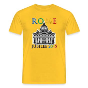 Rome 2025 Jubilé et Vatican Saint-Pierre v6 - T-shirt homme - jaune - Devant - AI Model Male 178 dark (178cm)