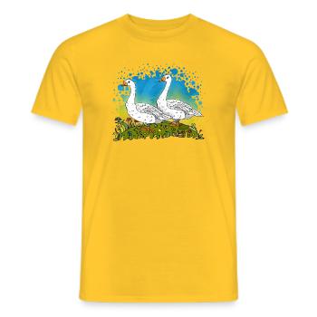 Two Geese on Green Gables - Men's T-Shirt - yellow - Front - AI Model Male 178 dark (178cm)