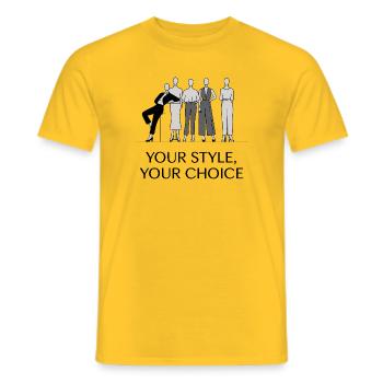 Elegantes monochromes Modeillustrationsset - Männer T-Shirt - Gelb - Vorne - AI Model Male 178 dark (178cm)