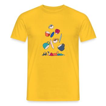Coffee art in colorful collage - Men's T-Shirt - yellow - Front - AI Model Male 178 dark (178cm)
