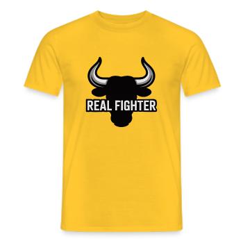 Crâne de taureau en gras avec texte de vrai combattant - T-shirt homme - jaune - Devant - AI Model Male 178 dark (178cm)