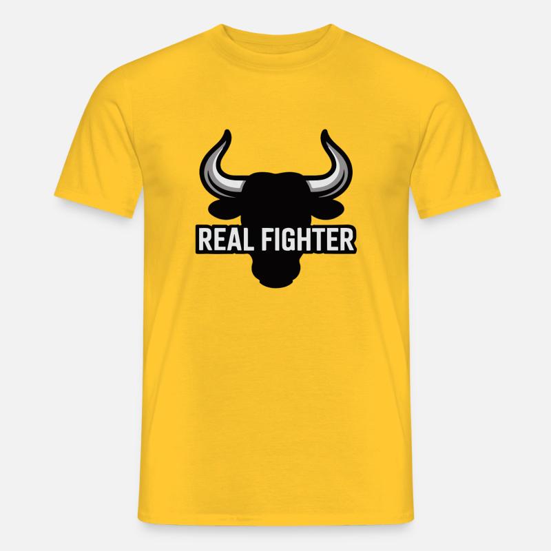 Fetter Bullenschädel mit echtem Kämpfertext - Männer T-Shirt - Gelb