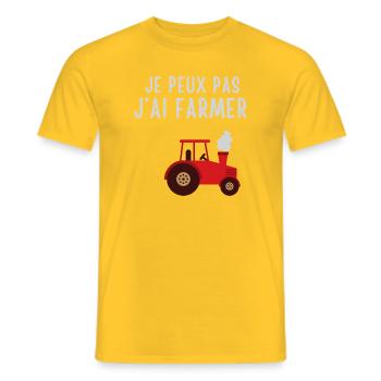 Humorous farmer in tractor - Men's T-Shirt - yellow - Front - AI Model Male 178 dark (178cm)
