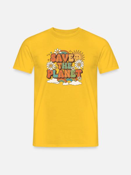 Save The Planet Vintage 70s - Männer T-Shirt - Gelb