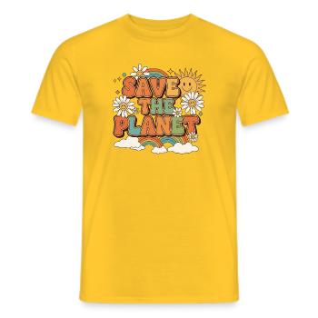 Save the Planet Retro Style Design - Männer T-Shirt - Gelb - Vorne - AI Model Male 178 dark (178cm)