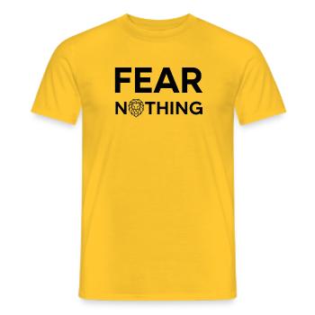 Empowering Fearless Lion Design - Men's T-Shirt - yellow - Front - AI Model Male 178 dark (178cm)