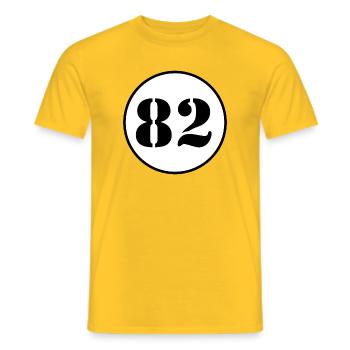 Number concept with contrast - Men's T-Shirt - yellow - Front - AI Model Male 178 dark (178cm)