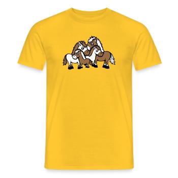 4 Horses Family Kids Mom Dad Father Mom Cute - Men's T-Shirt - yellow - Front - AI Model Male 178 dark (178cm)