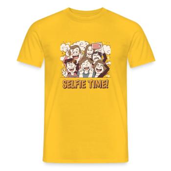 Illustration colorée d'un selfie de groupe - T-shirt homme - jaune - Devant - AI Model Male 178 dark (178cm)