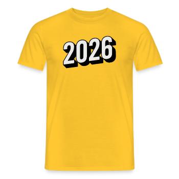 Year 2026 in modern 3D look - Men's T-Shirt - yellow - Front - AI Model Male 178 dark (178cm)