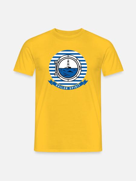 Sea Lighthouse Illustration in Nautical Style - Men's T-Shirt - yellow