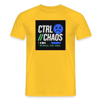 Ctrl Chaos vert et bleu -Design urbain basket  - T-shirt homme - jaune - Devant - AI Model Male 178 dark (178cm)