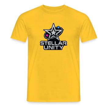 Stellar Unity – Chrome Star - Men's T-Shirt - yellow - Front - AI Model Male 178 dark (178cm)