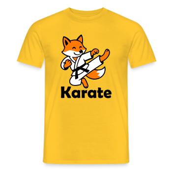 Karate Fox - Men's T-Shirt - yellow - Front - AI Model Male 178 dark (178cm)