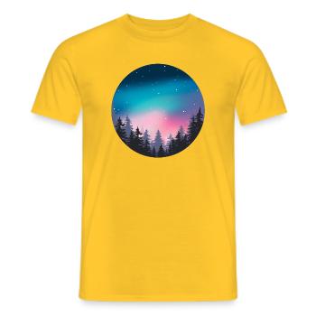 Nachthimmel, Aurora, Waldlandschaft - Männer T-Shirt - Gelb - Vorne - AI Model Male 178 dark (178cm)