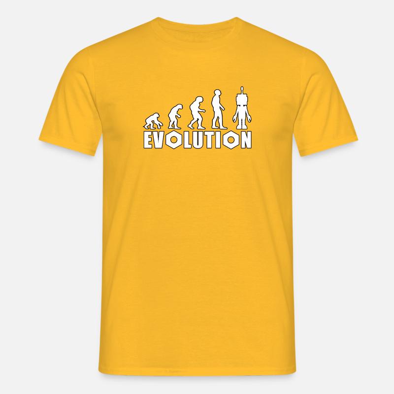 Evolution mit Roboterfigur Design - Männer T-Shirt - Gelb