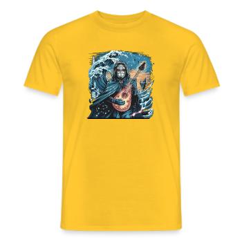 Vague mystique de l’océan avec musicien fantomatique - T-shirt homme - jaune - Devant - AI Model Male 178 dark (178cm)