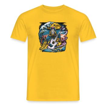Mystic Night Guitarist Illustration - Men's T-Shirt - yellow - Front - AI Model Male 178 dark (178cm)