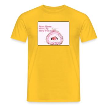 Floral Heart Wings Design - Men's T-Shirt - yellow - Front - AI Model Male 178 dark (178cm)