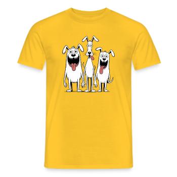 Lustiger Drei-Hunde-Cartoon - Männer T-Shirt - Gelb - Vorne - AI Model Male 178 dark (178cm)