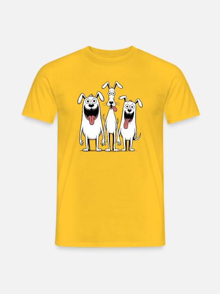 Funny Three Dogs Cartoon - Men's T-Shirt - yellow