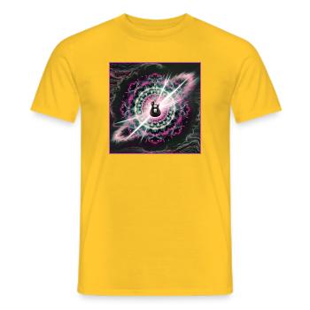 Neon Cosmic Guitar Explosion - Männer T-Shirt - Gelb - Vorne - AI Model Male 178 dark (178cm)