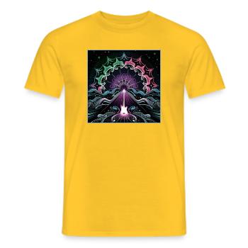 Chef-d’œuvre de guitare psychédélique néon - T-shirt homme - jaune - Devant - AI Model Male 178 dark (178cm)