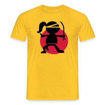 Urbanes Ninja-Mädchen - Männer T-Shirt - Gelb - Vorne - AI Model Male 178 dark (178cm)