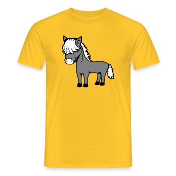 Pferd Bob Haare Frisur Pony Fohlen Niedlich Comic - Männer T-Shirt - Gelb - Vorne - AI Model Male 178 dark (178cm)