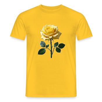 Yellow Rose on Green Leaves - Men's T-Shirt - yellow - Front - AI Model Male 178 dark (178cm)