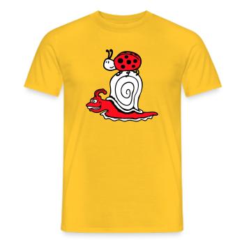 Schnecke 2 Freunde Marienkäfer schnell Team süß - Männer T-Shirt - Gelb - Vorne - AI Model Male 178 dark (178cm)