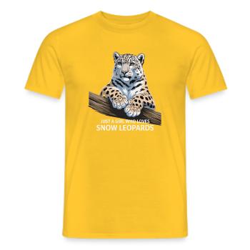 Léopard de neige de glace avec un regard affectueux - T-shirt homme - jaune - Devant - AI Model Male 178 dark (178cm)
