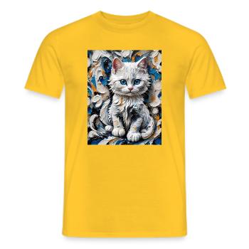 Mystic Kitten in Bright Colors - Men's T-Shirt - yellow - Front - AI Model Male 178 dark (178cm)