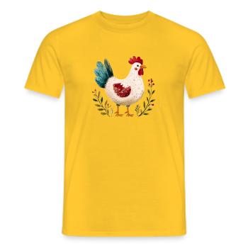 Poulet rustique illustré floral  - T-shirt homme - jaune - Devant - AI Model Male 178 dark (178cm)