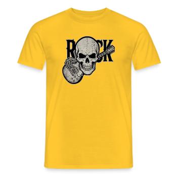 Skull Guitar Rock Design - Men's T-Shirt - yellow - Front - AI Model Male 178 dark (178cm)