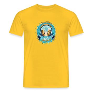 Tropical Headphones Relaxation Design - Men's T-Shirt - yellow - Front - AI Model Male 178 dark (178cm)