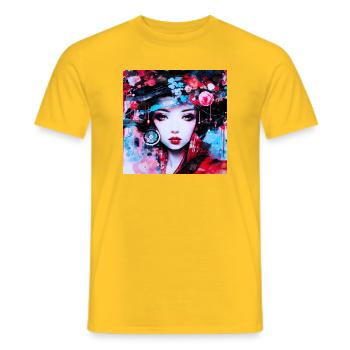 Urban portraits inspired by digital art - Men's T-Shirt - yellow - Front - AI Model Male 178 dark (178cm)
