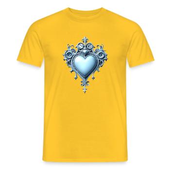 Mystisches Herz in Blau verziert - Männer T-Shirt - Gelb - Vorne - AI Model Male 178 dark (178cm)