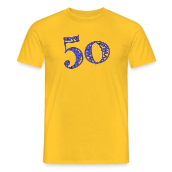 50. 50 JAHRE. 50-JÄHRIGES JUBILÄUM. 50-JÄHRIGES JUBILÄUM. - Männer T-Shirt - Gelb - Vorne - AI Model Male 178 dark (178cm)