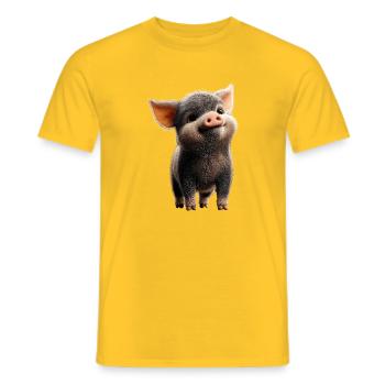 Schwein Hausschwein Sau Schweine Liebe Schweinchen - Männer T-Shirt - Gelb - Vorne - AI Model Male 178 dark (178cm)