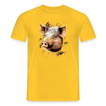 Schwein Hausschwein Sau Schweine Liebe Schweinchen - Männer T-Shirt - Gelb - Vorne - AI Model Male 178 dark (178cm)